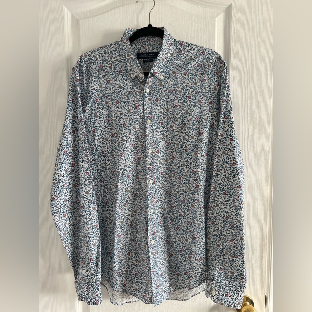 Zara mens floral dress shirt